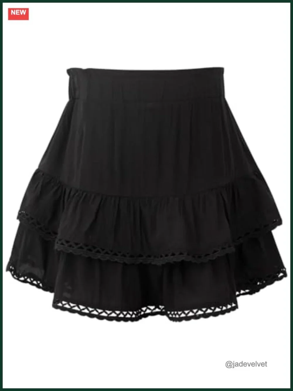 Flowy Ruffle Tiered Boho Skirt with Crochet and Built-in Shorts